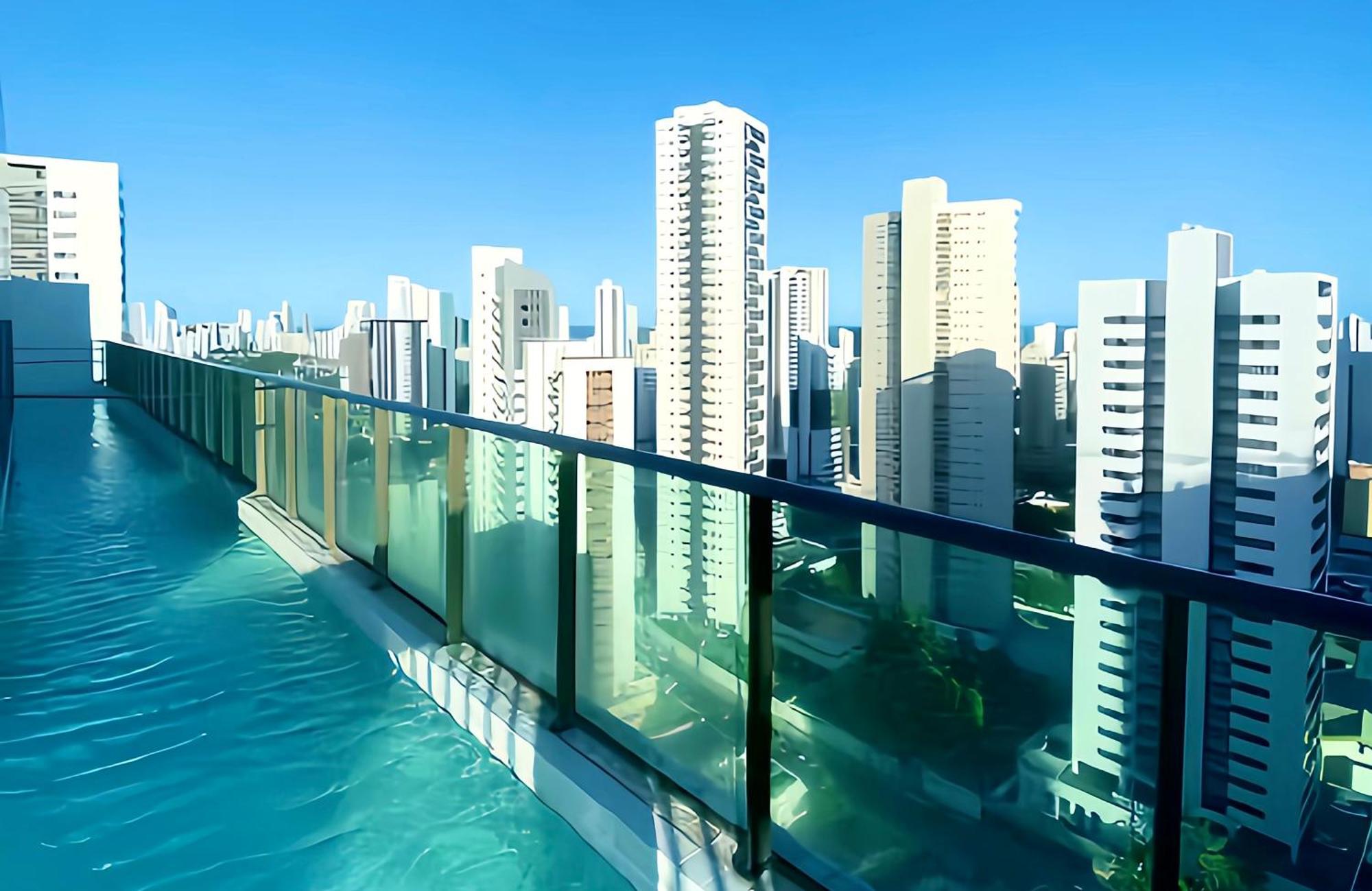 Flat Piscina No Rooftop Aluguel Temporada Em Recife Eksteriør bilde